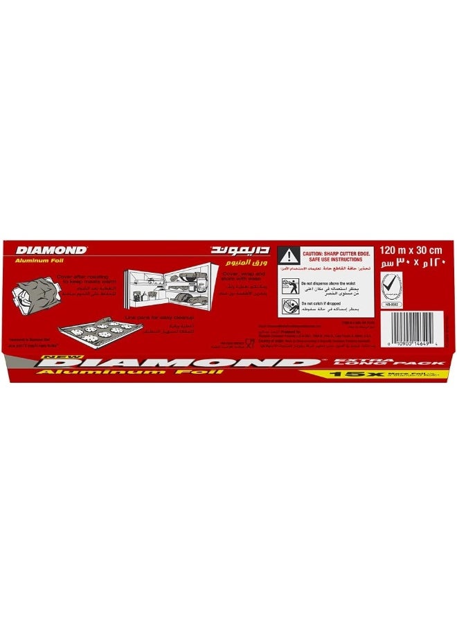Diamond Extra Long Aluminum Foil - 120m x 30cm - Image 4